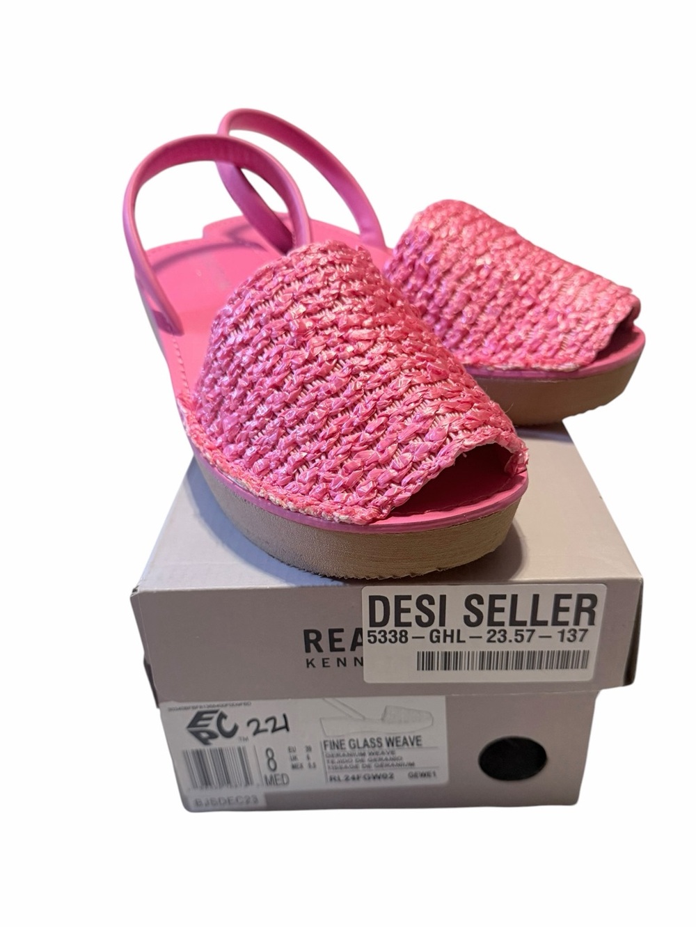 🌟🌼Kenneth Cole Reaction Pink Woven Slingback Sandals Size 8M